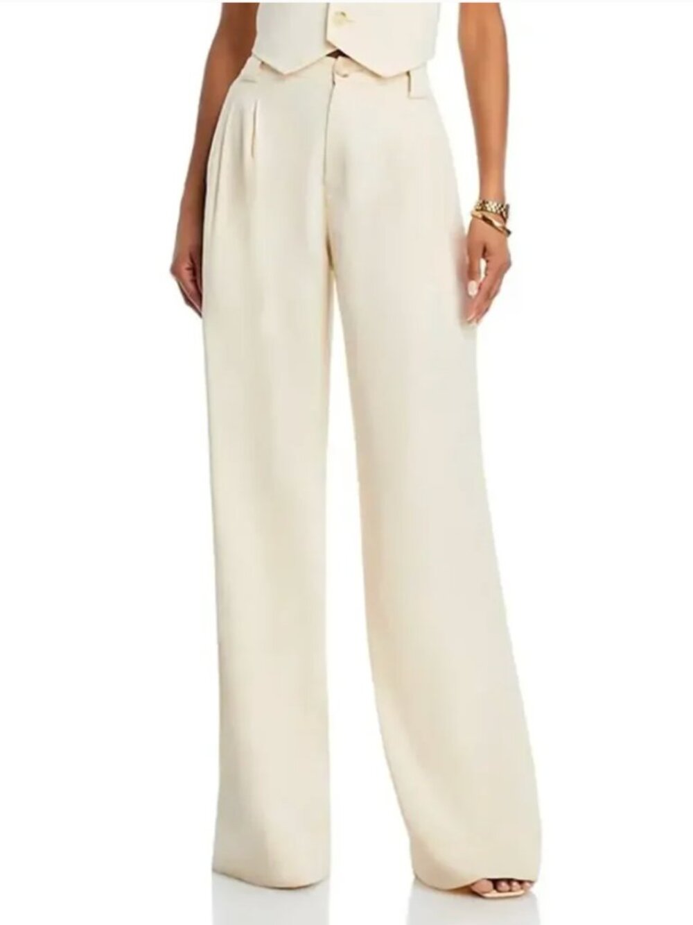 A.L.C. Tommy II Sewn-in Waistband Pleated Pants Wide-Leg Bone